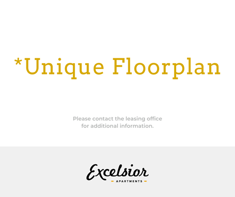 Floor plan for 1 bed, 1 bath, 960 sqft